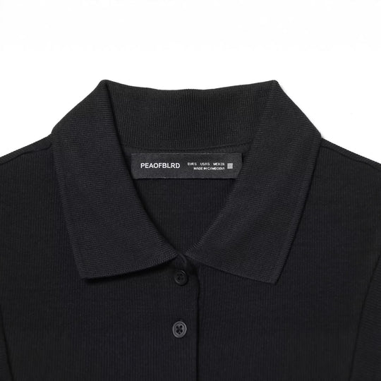 Damen Polo-Kleid mit schwingendem Rock und klassischem Kragen EB