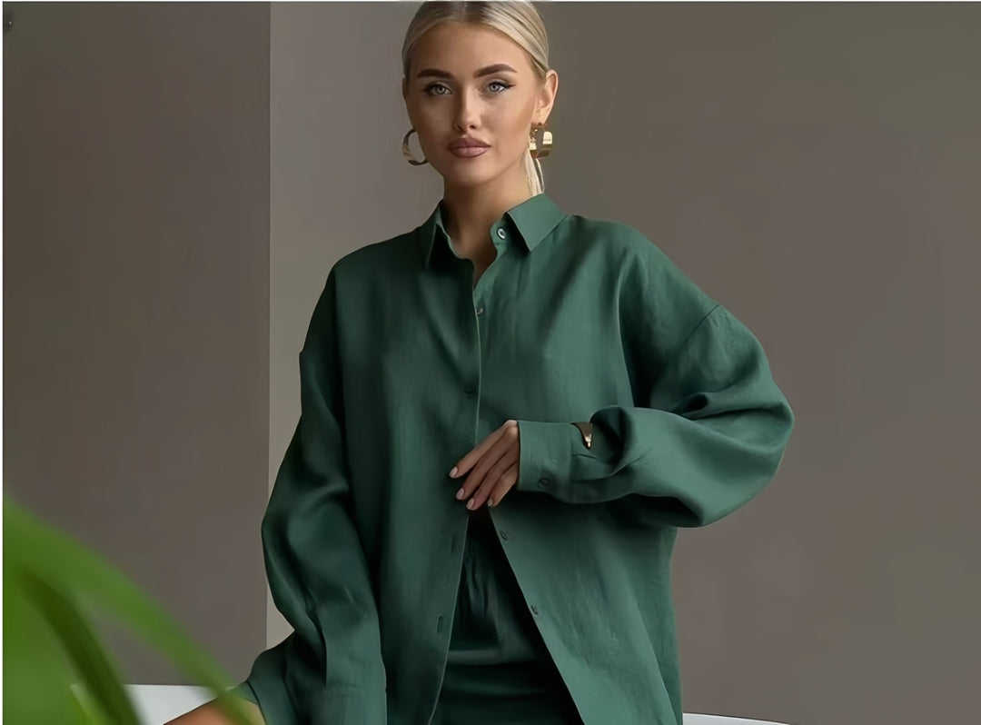 Damen Oversized Hemdblusenkleid mit langen Ärmeln und asymmetrischem Schnitt EB