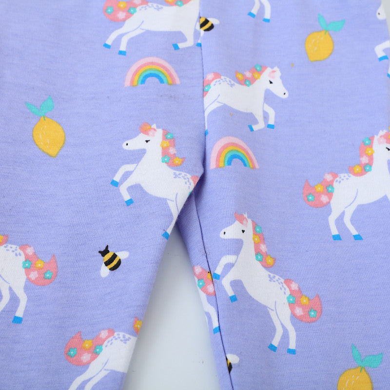 Mädchen Leggings mit fröhlichem Einhorn- und Obstmotiv EB