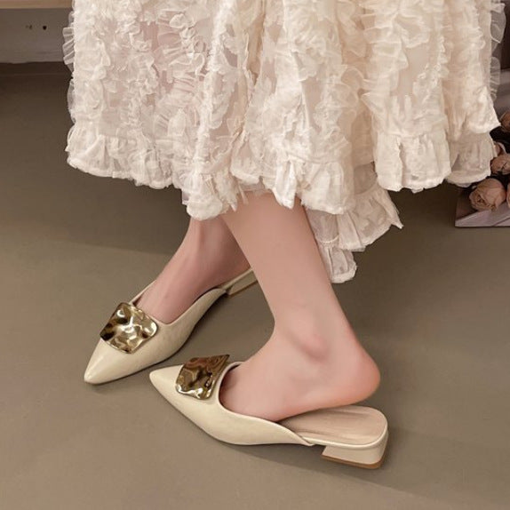 Damen schicke Mules mit femininem Metallakzent EB
