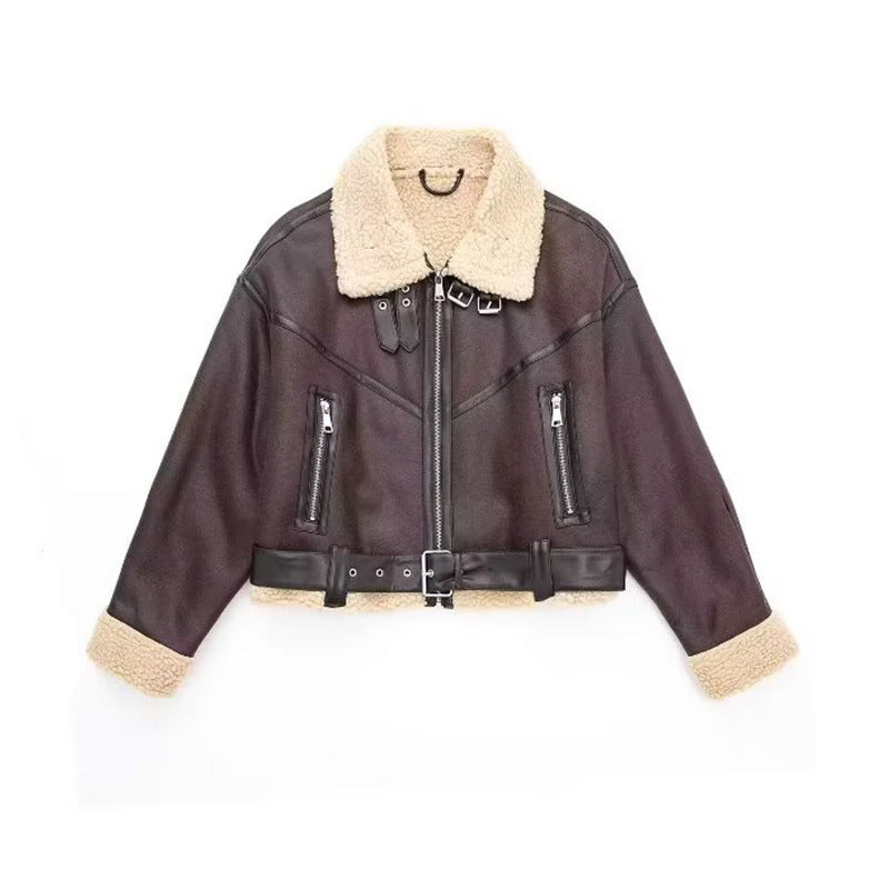 Damen modische jacke mit Innenfutter und Gürtel EB