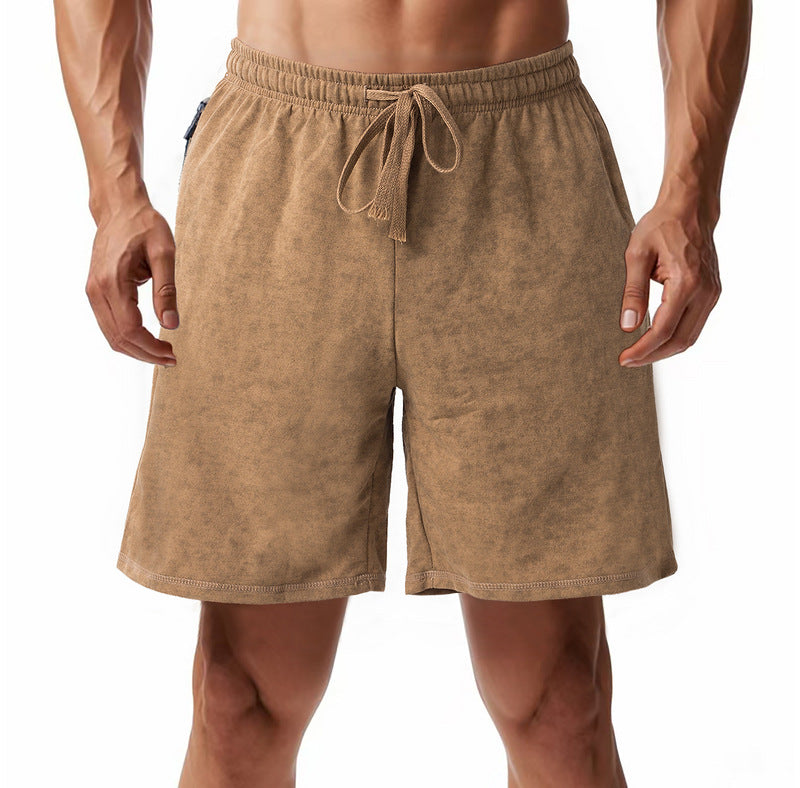 Herren nan locker geschnittene Frottee-Shorts mit elastischem Bund Kordelzug und seitlichen Eingrifftaschen EB