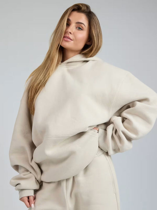 Damen lässiger Kapuzenpullover mit weitem Schnitt und Kängurutasche EB