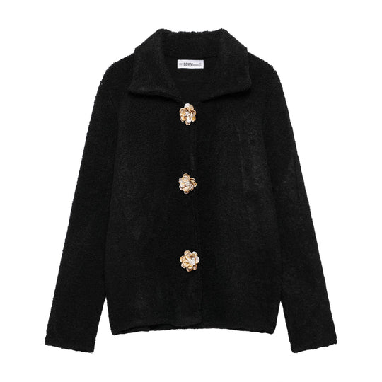 Damen elegante Strickjacke mit dekorativen Knopfdetails EB