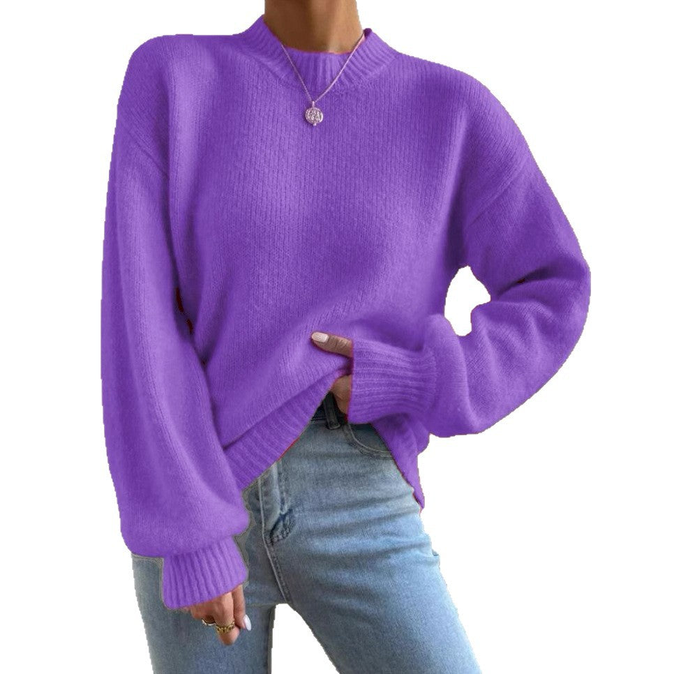 Damen Oversize Feinstrickpullover mit angedeutetem Mohair‑Effekt und verlängerten Rippbündchen EB
