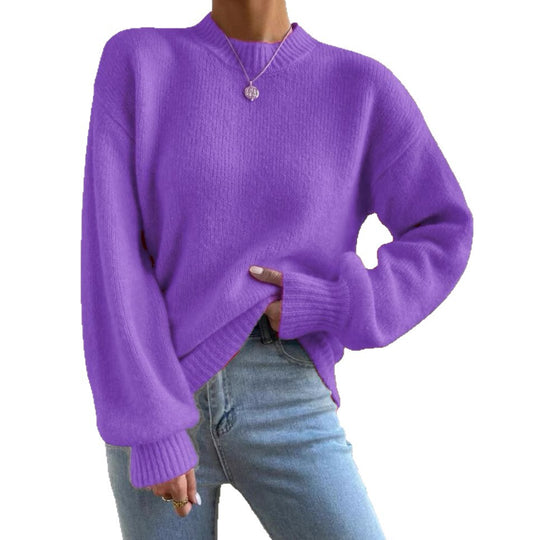 Damen Oversize Feinstrickpullover mit angedeutetem Mohair‑Effekt und verlängerten Rippbündchen EB