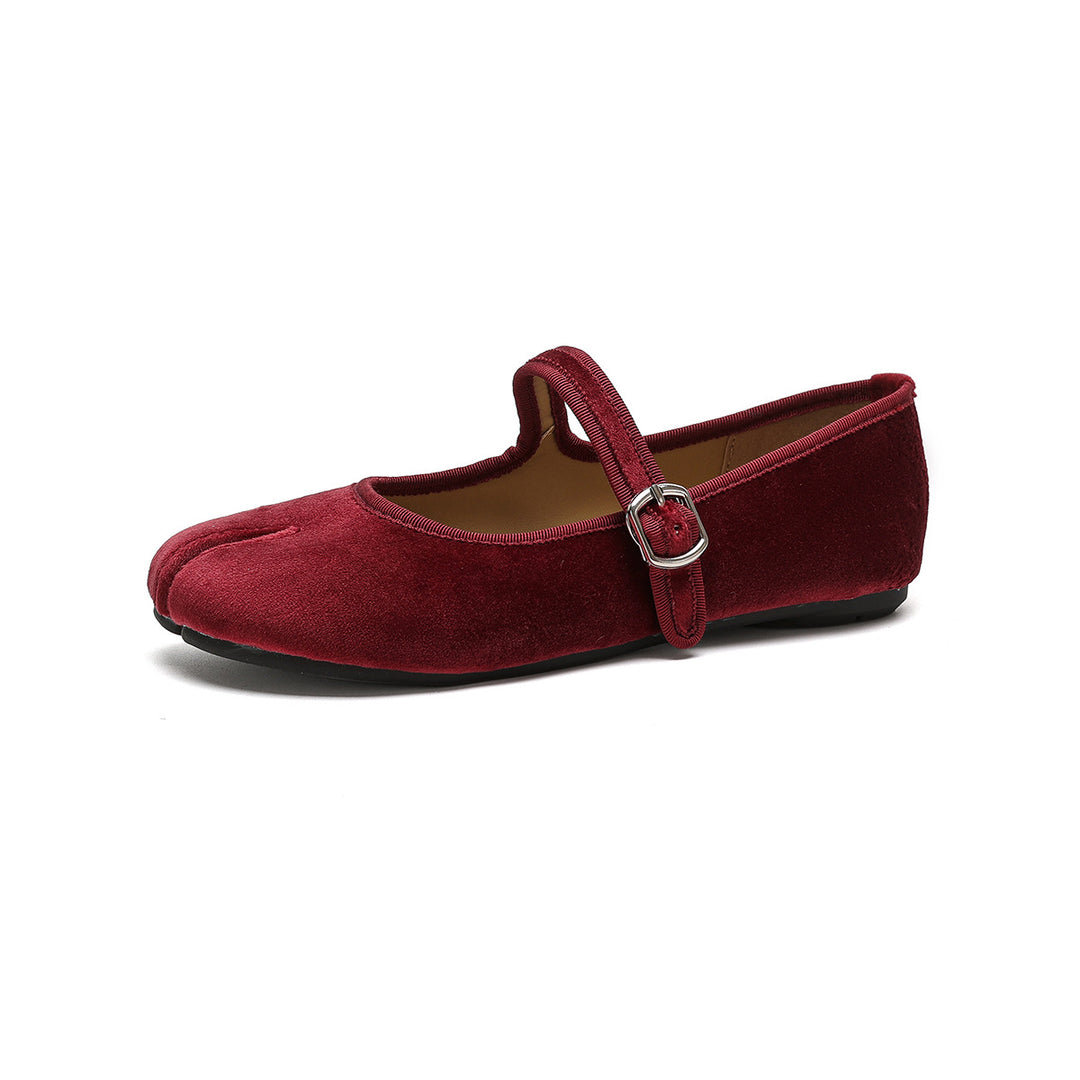 Damen Ballerinas mit luxuriösem Samt und stilvollem Riemen EB