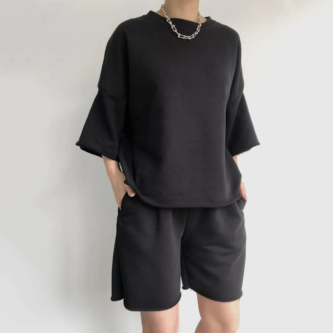 Damen Bequemes Loungewear-Set aus hochwertigem Sweatstoff mit lockerem Schnitt EB