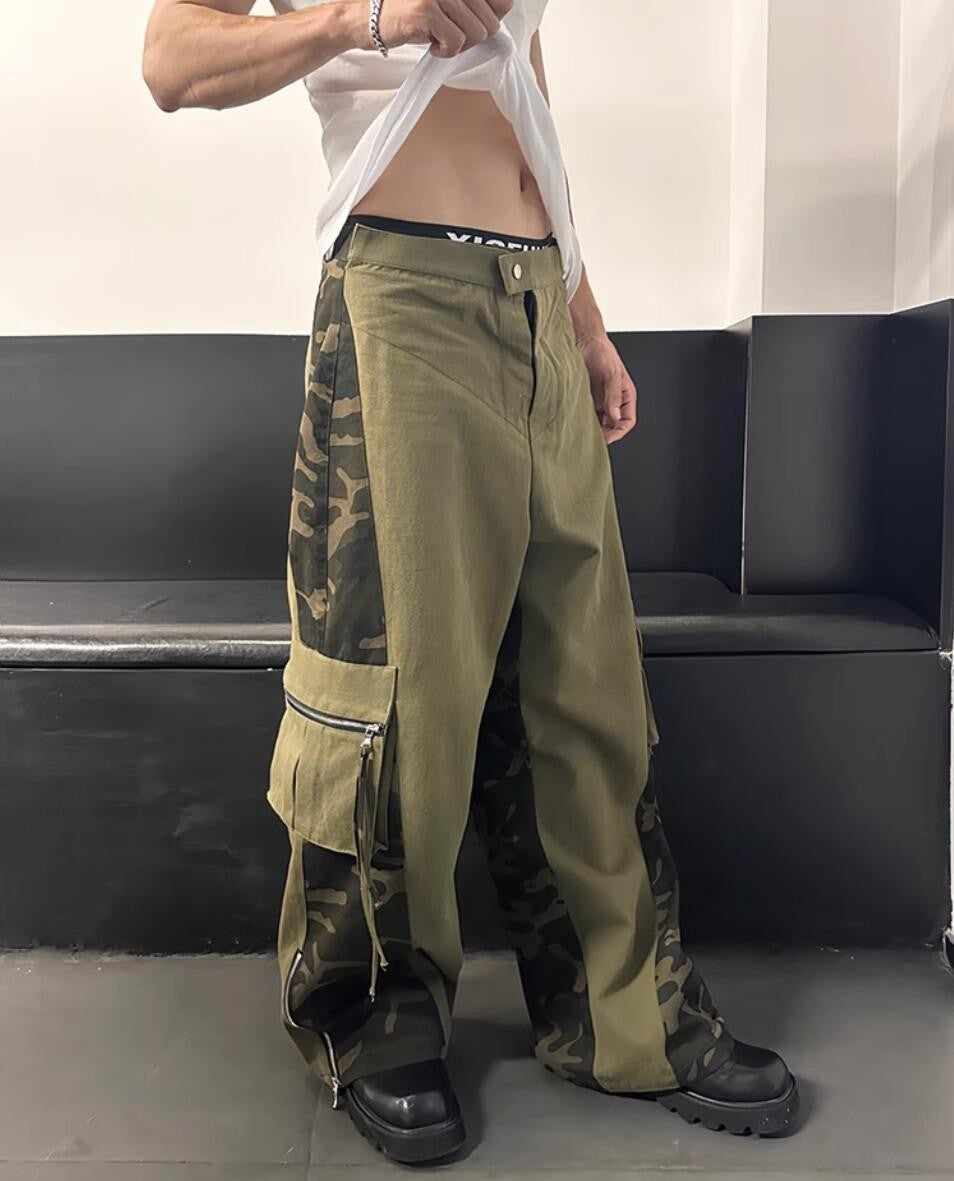 Herren Cargohose mit seitlichen Reißverschlüssen und modischem Camouflage-Design EB
