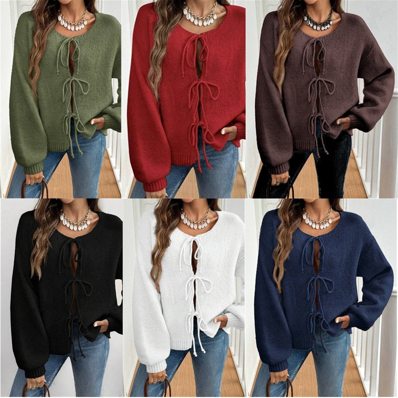 Damen Pullover mit Kordelzug und überschnittenen Ärmeln EB