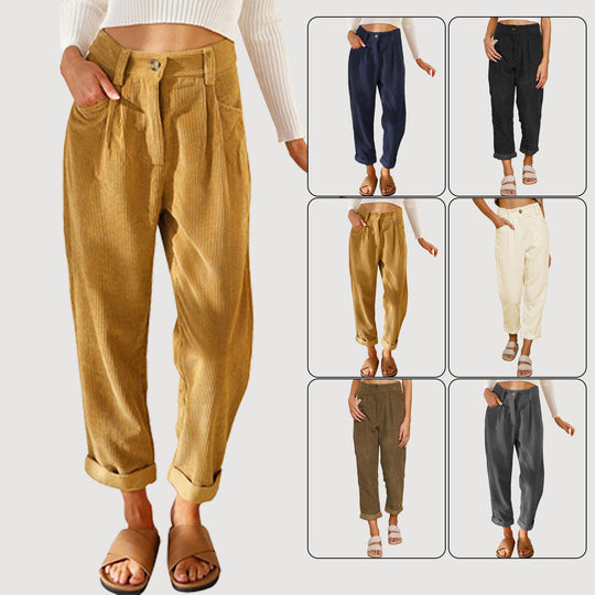 Damen High-Waist Bundfaltenhose EB