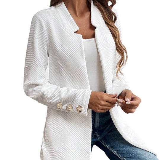 Damen Moderne Blazerjacke mit strukturiertem Design und eleganten Knopfdetails EB