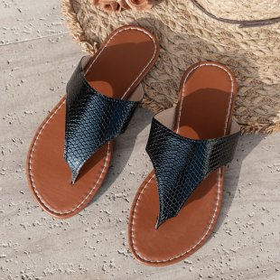 Damen elegante Zehentrenner-Sandalen mit geflochtenen Riemen EB