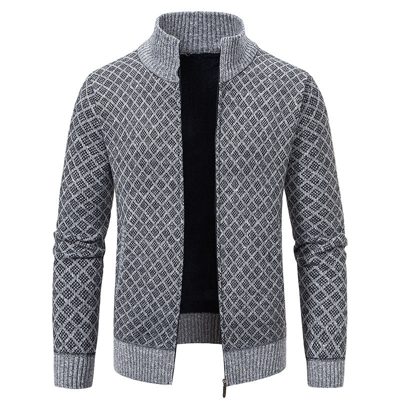 Herren Strickjacke mit modernem Muster und weichem Innenfutter EB