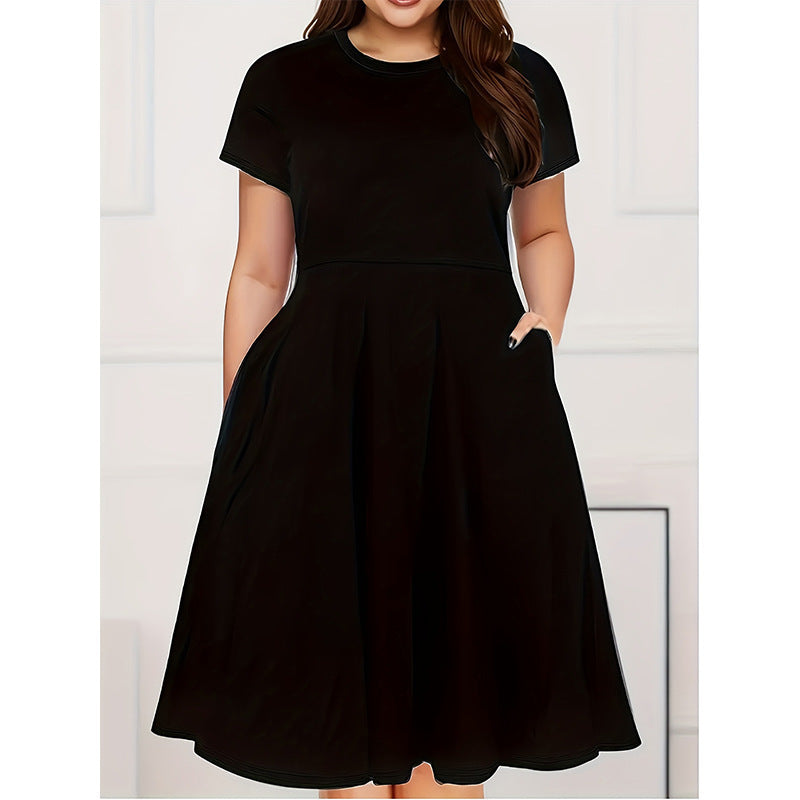 Damen Midi-Kleid mit Seitentaschen und schwingendem Rock EB