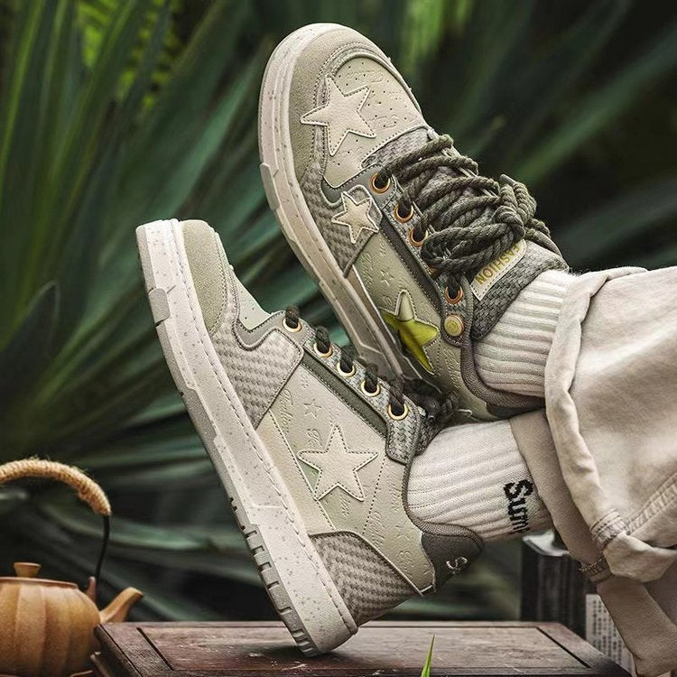 Damen Modische Sneakers mit einzigartigen Stern-Applikationen und rutschfester Sohle EB