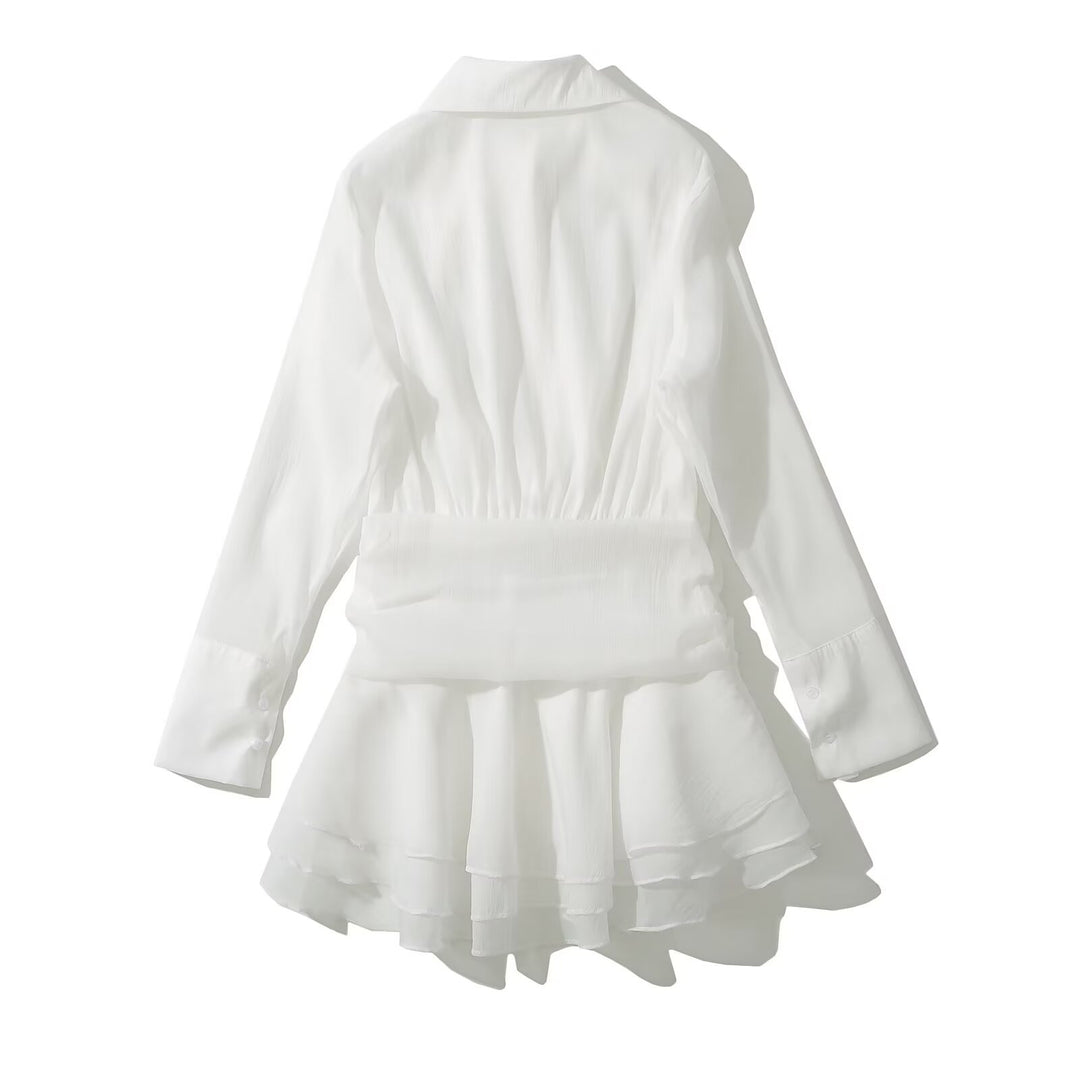 Damen Blusenkleid mit eleganter Rüschendetailierung EB