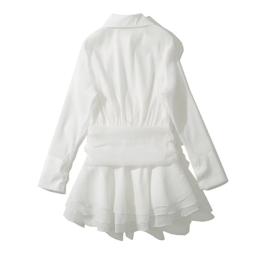 Damen Blusenkleid mit eleganter Rüschendetailierung EB