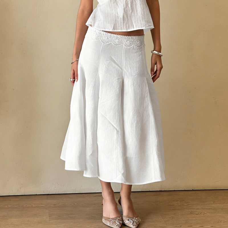 Damen Eleganter, fließender Midirock mit elastischem Bund EB