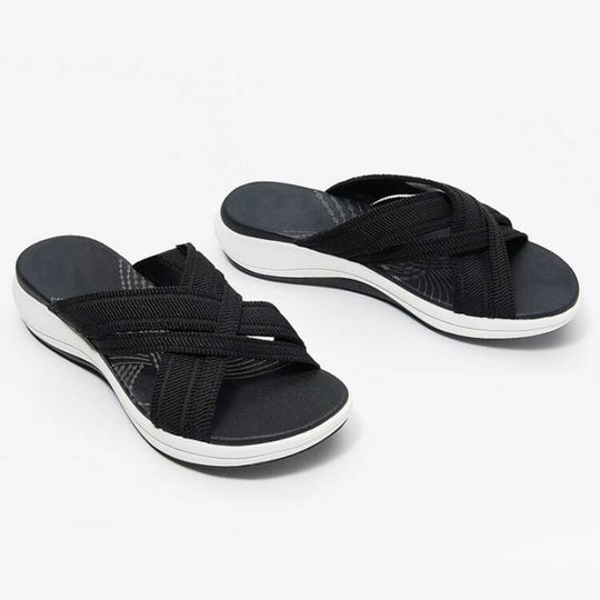 Damen Komfortable Clogs mit elegantem Kreuzband-Design und ergonomischem Fußbett EB