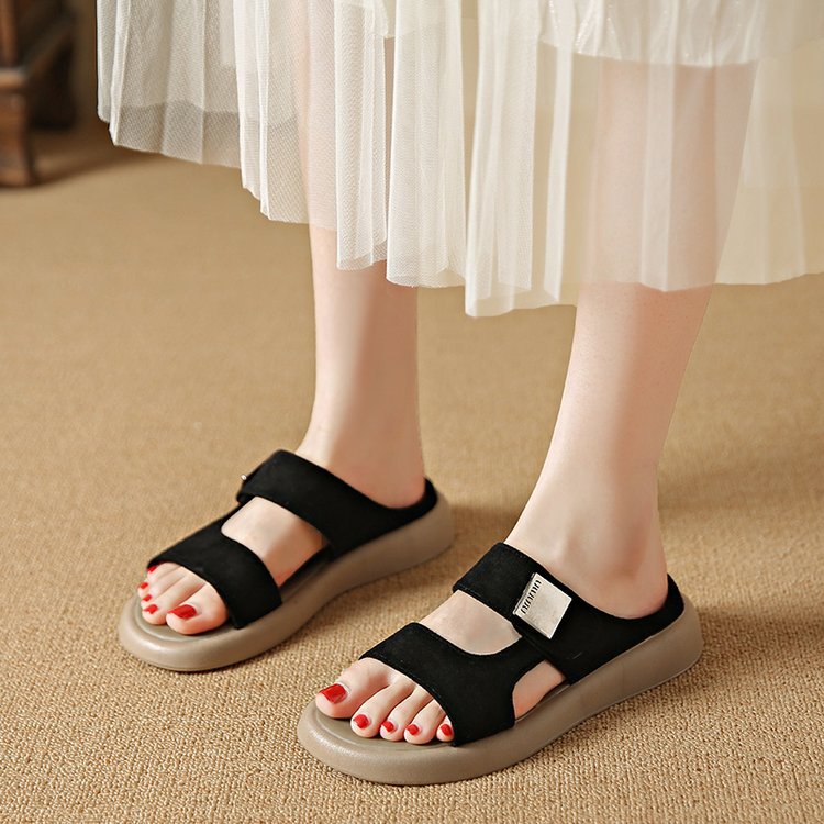 Damen bequeme Sandalen mit verstellbarem Klettverschluss und weichem Fußbett EB