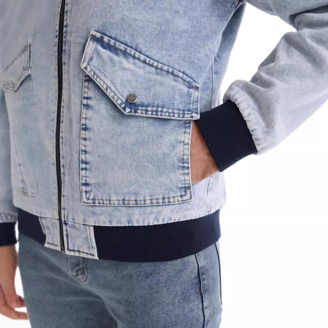 Herren Jeansjacke mit Fleecefutter und praktischen Taschen EB