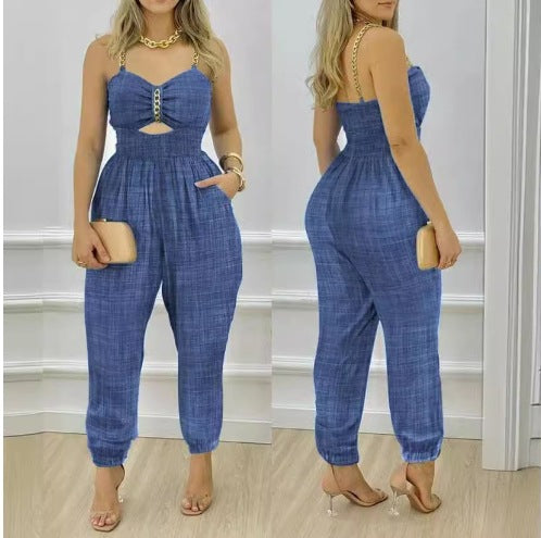 Damen Jumpsuit mit Cut-Out-Design und schmalen Beinen EB