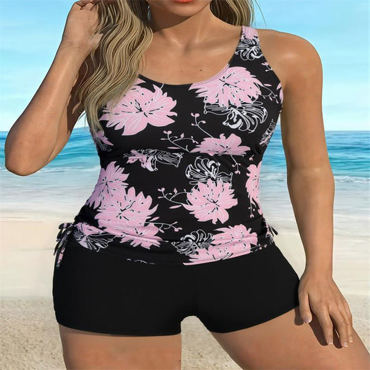 Damen Tankini-Set mit floralem Oberteil und sportlichem Höschen EB