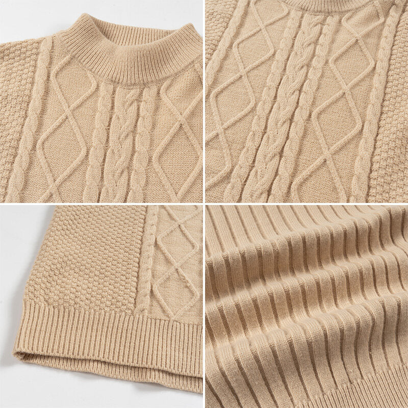 Herren Strickpullover mit strukturiertem Design und hohem Kragen EB