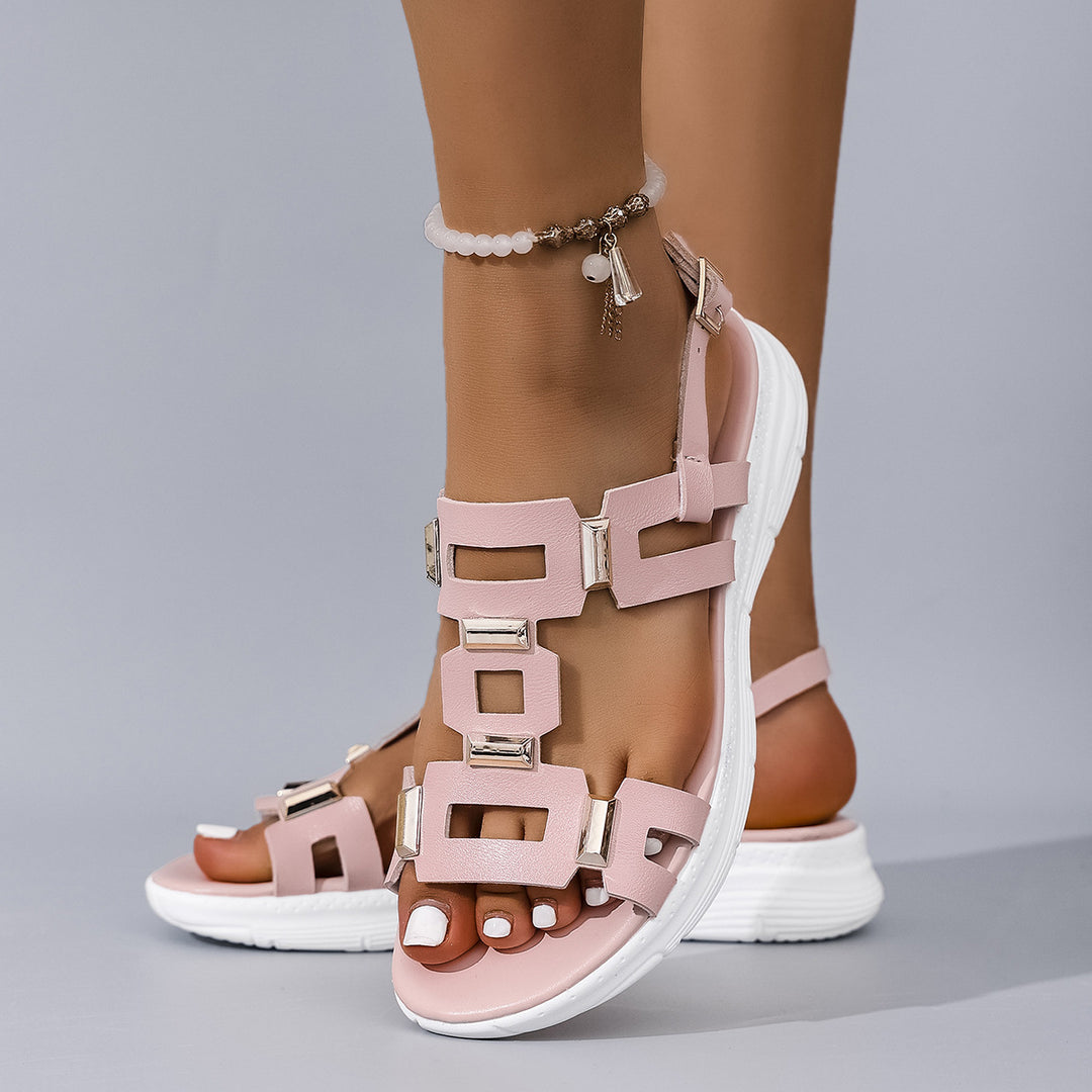 Damen Sportliche Sandalen mit modischem Riemendesign und komfortablem Fußbett EB