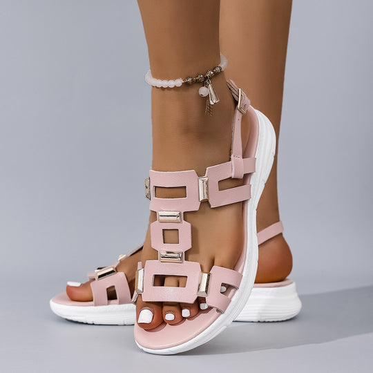 Damen Sportliche Sandalen mit modischem Riemendesign und komfortablem Fußbett EB