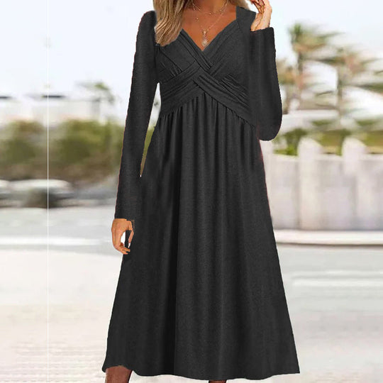 EB | Lässiges Langarmkleid Mit Kreuzdesign