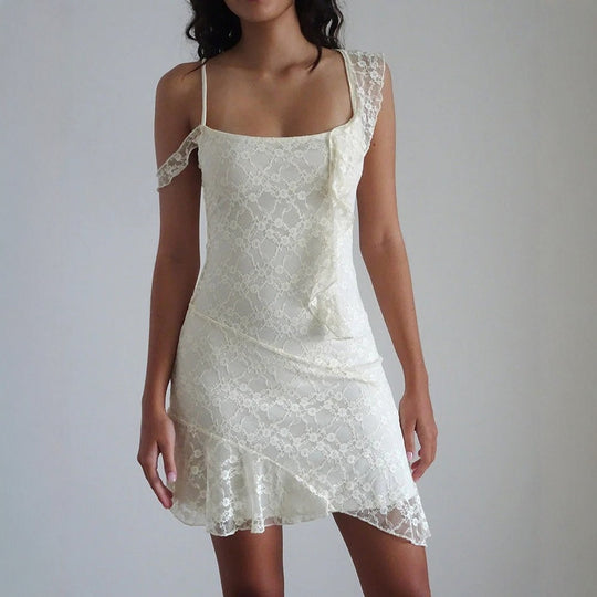 Damen Spitzenkleid mit asymmetrischem Schnitt EB
