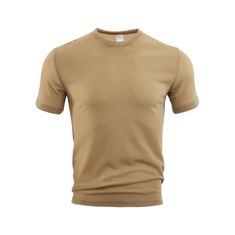 Herren nan Waffelstruktur-T-Shirt mit Rundhalsausschnitt und körpernaher Passform EB