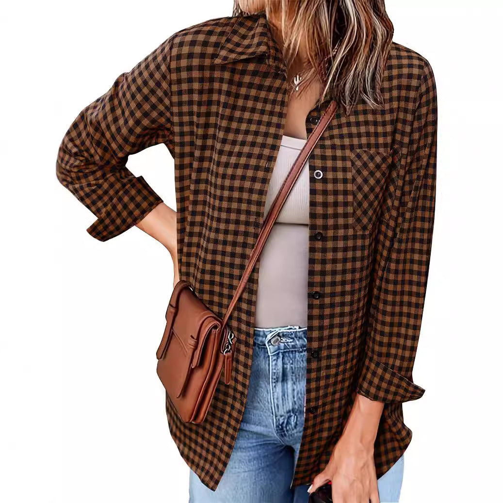 Damen Karo-Hemd mit lässigem Schnitt und Brusttasche EB