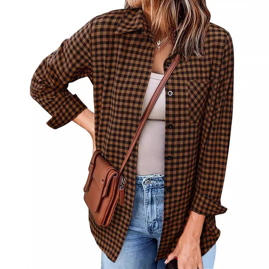 Damen Karo-Hemd mit lässigem Schnitt und Brusttasche EB