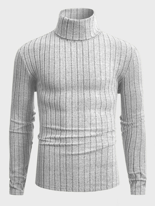 Damen Strickpullover mit hohen Kragen und feiner Rippenstruktur EB