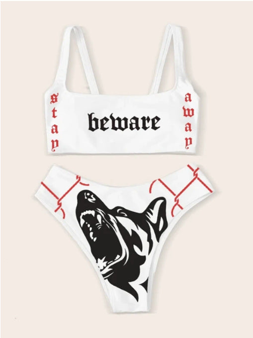 Damen Bandeau Bikini-Set mit auffälligem Grafikdruck EB