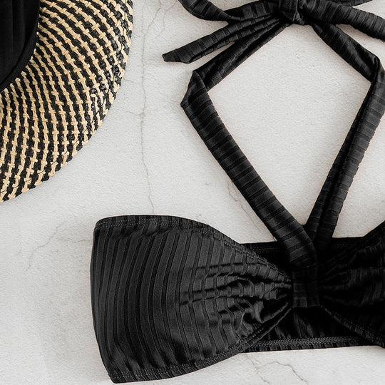 Damen Bandeau-Bikini mit herausragendem Wickeldesign und verstellbaren Trägern EB