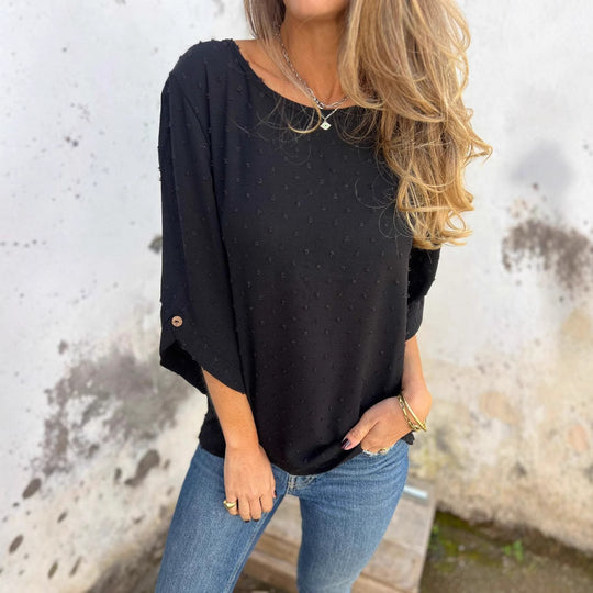Damen lässige Bluse mit dekorativem Punktedesign EB