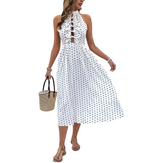 Damen Maxi-Kleid mit verspielten Rüschendetails und elegantem V-Ausschnitt EB