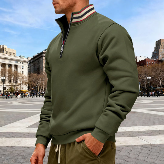 Herren nan Halbzip-Sweatshirt mit sportivem Ringkragen und weichem Fleece-Innenfutter EB