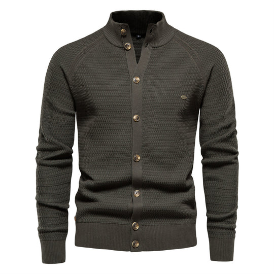 Herren Strickjacke mit modernem Zipper und stilvollen Knopfdetails EB