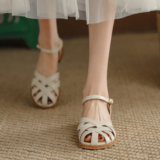 Damen Riemchen-Sandalen mit elegantem Flechtdesign und komfortablem Fußbett EB