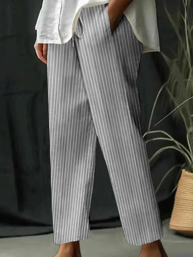 Damen Freizeithose mit gestreiftem Design und komfortablem Bund EB