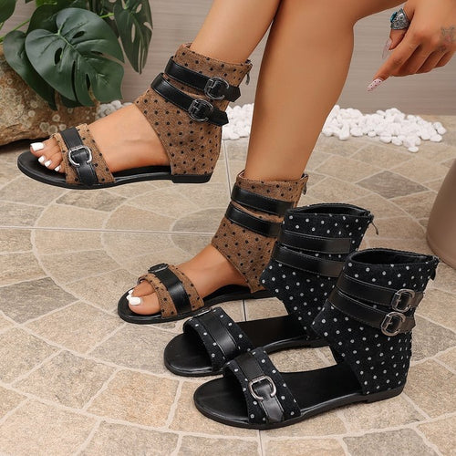 Damen modische Riemensandalen mit verstellbaren Schnallen EB