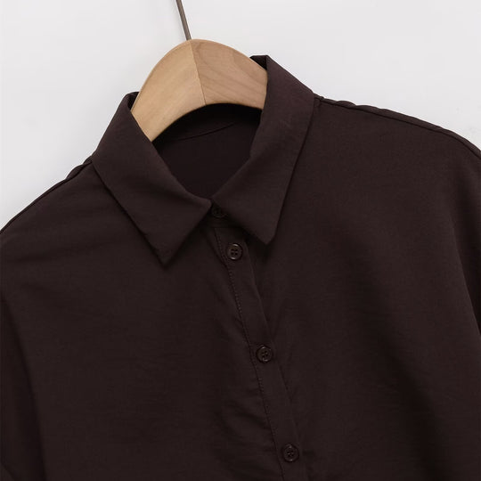Damen Kurzarmbluse mit Knotendetail und elegantem Schnitt EB