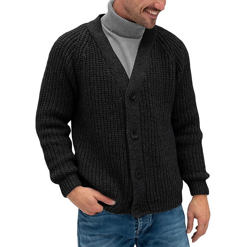Herren Grobstrickjacke mit Knopfleiste EB
