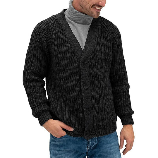 Herren Grobstrickjacke mit Knopfleiste EB