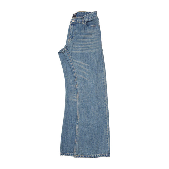 Damen weit geschnittene Jeans mit ausgefallenem Design EB